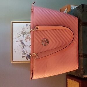 GUESS Kamryn Salmon Leather Large Tote NWOT